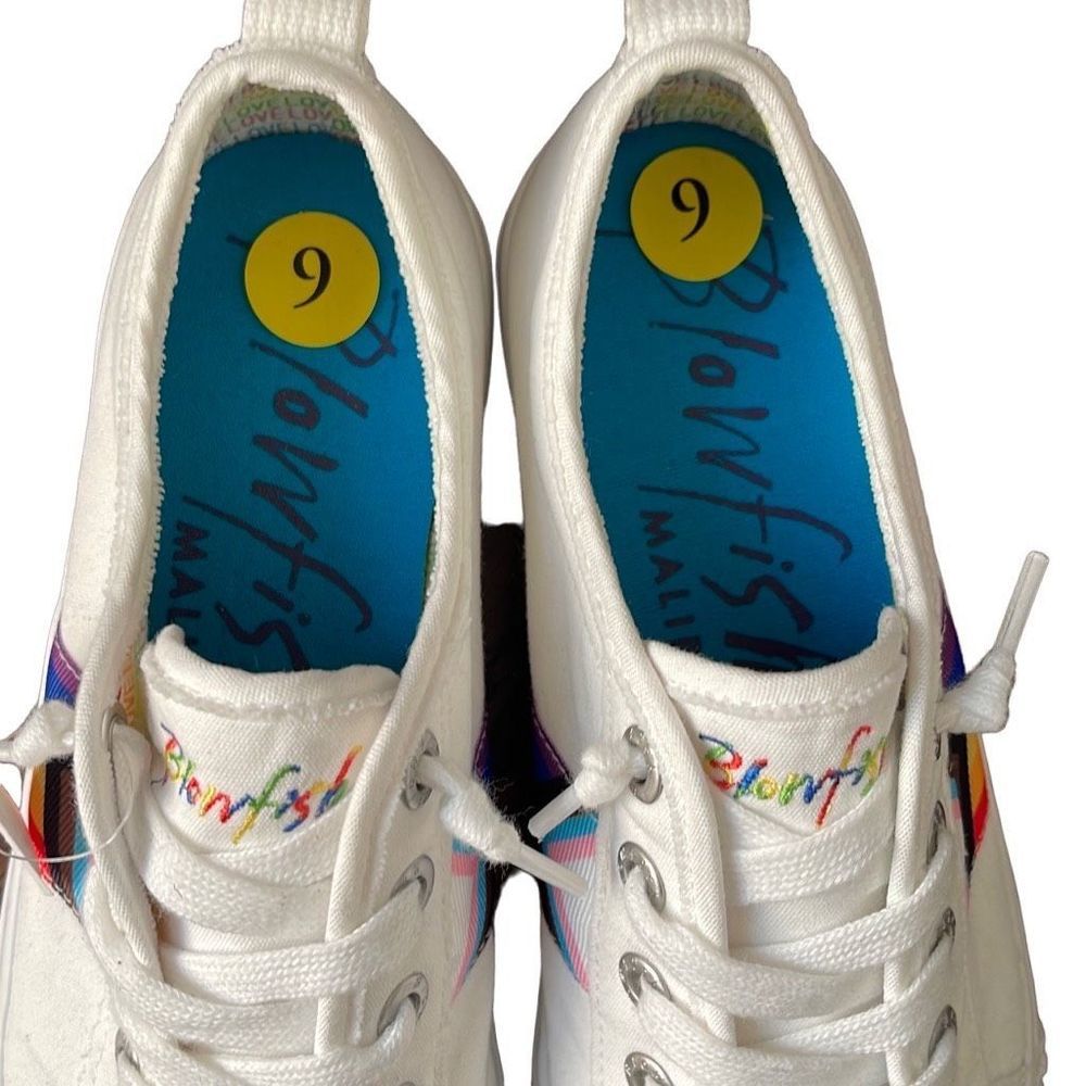 Blowfish Malibu Womens Fashion Sneakers Shoes Lace Up Multicolor White Size 9 - Picture 3 of 7